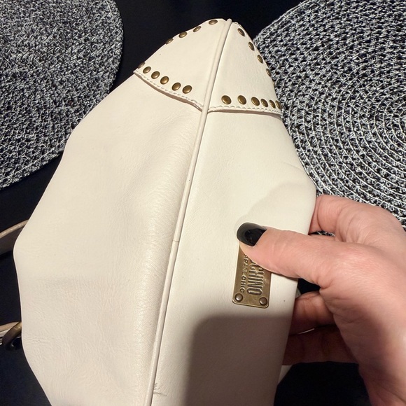 Moschino Cream Leather Studded Shoulder Bag - Picture 8 of 8